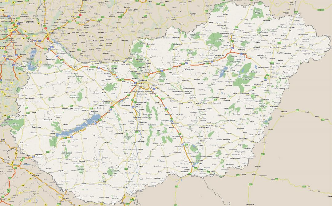 Gran hoja de ruta de Hungría con las ciudades