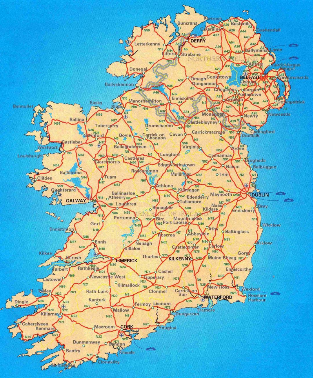 Hoja de ruta a gran escala de Irlanda