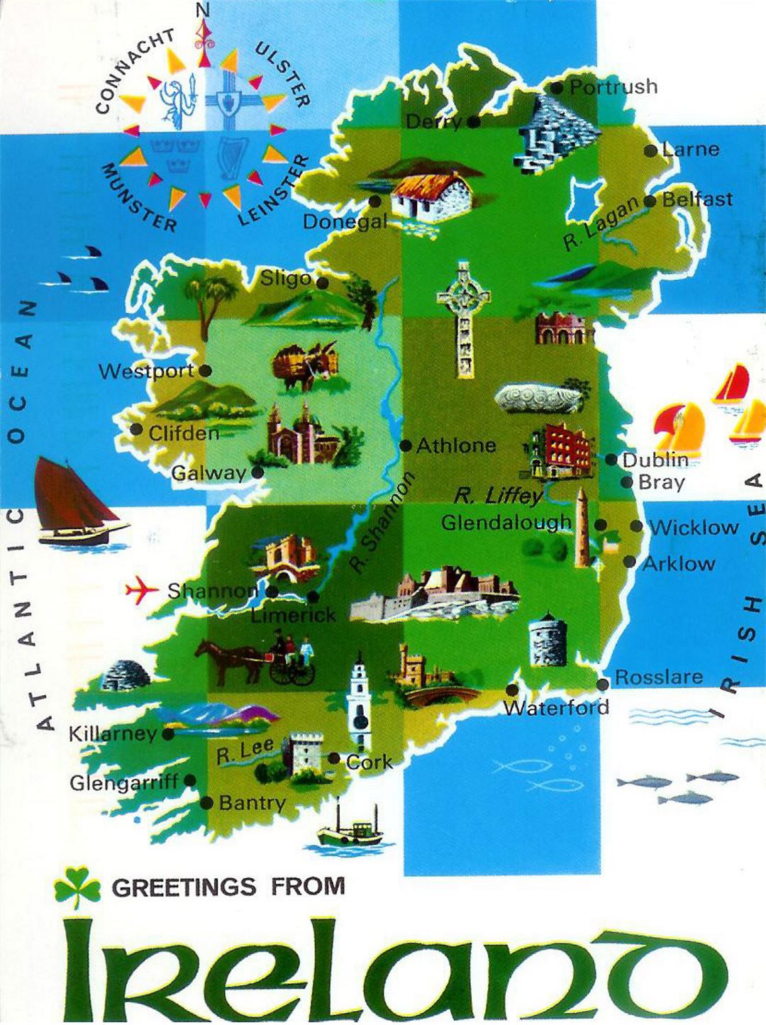 Mapa detallado ilustrada de Irlanda