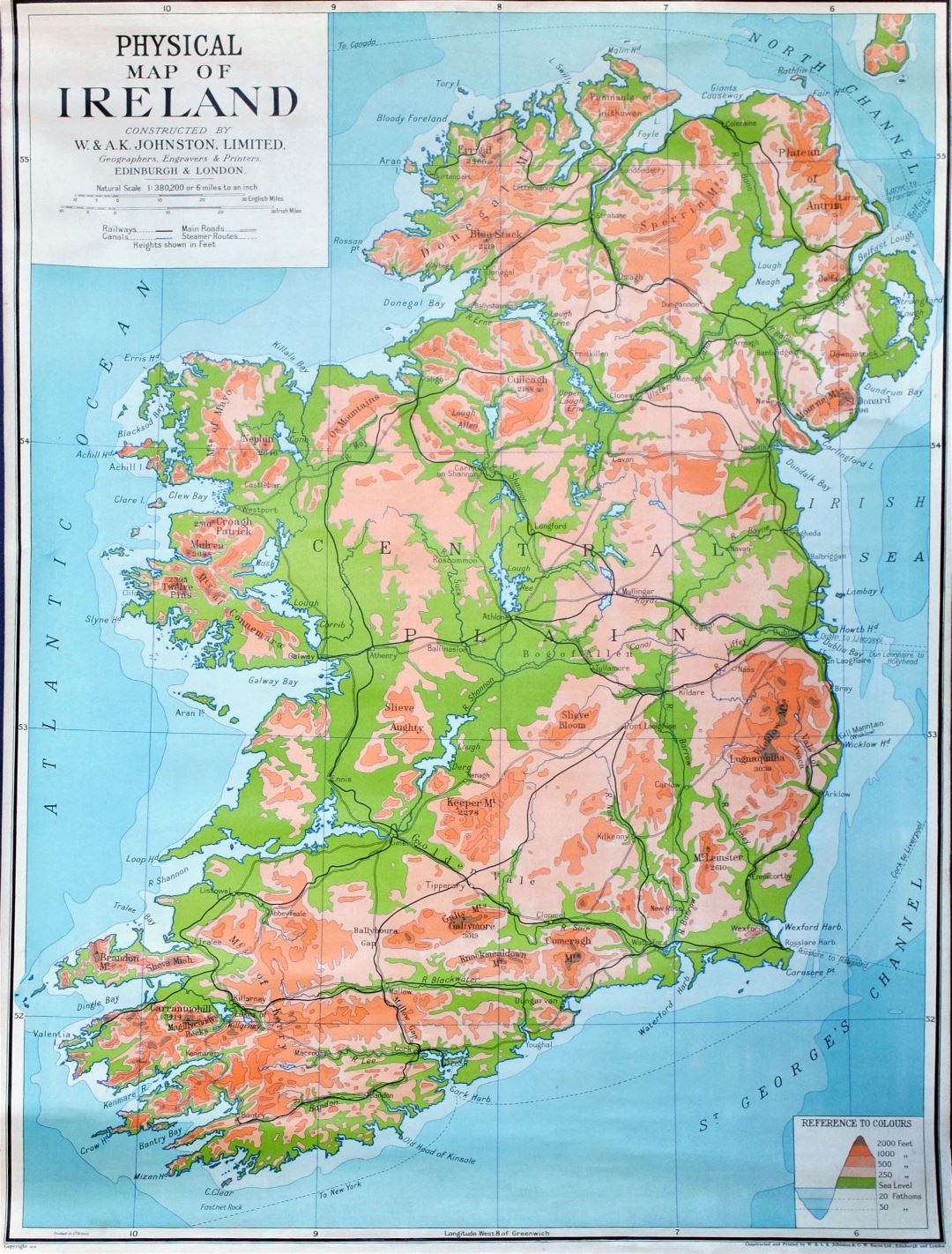 Mapa físico detallado grande de Irlanda