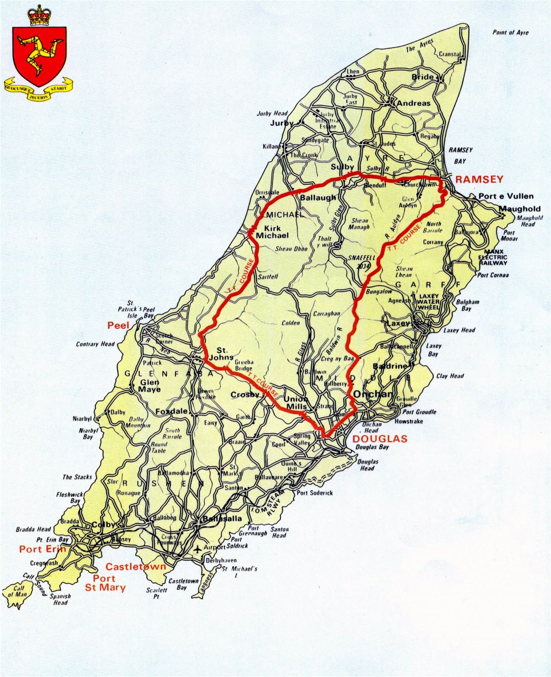 Gran hoja de ruta escala de Isla de Man