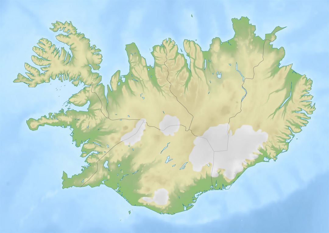Gran relieve mapa de Islandia