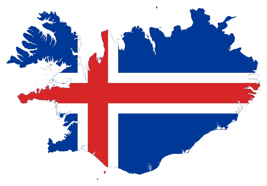 Mapa grande de la bandera de Islandia