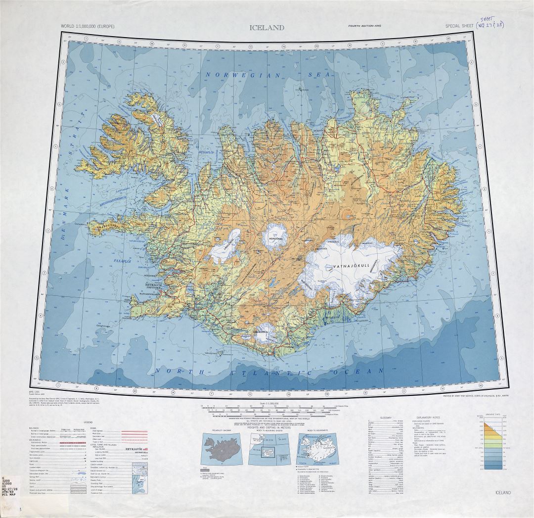 Mapa grande topográfico detallado de Islandia