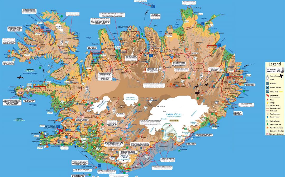 Mapa turístico detallada de Islandia