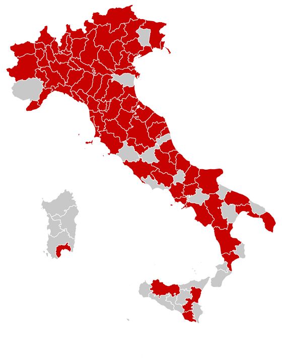 Covid-19 (Coronavirus) Italia mapa
