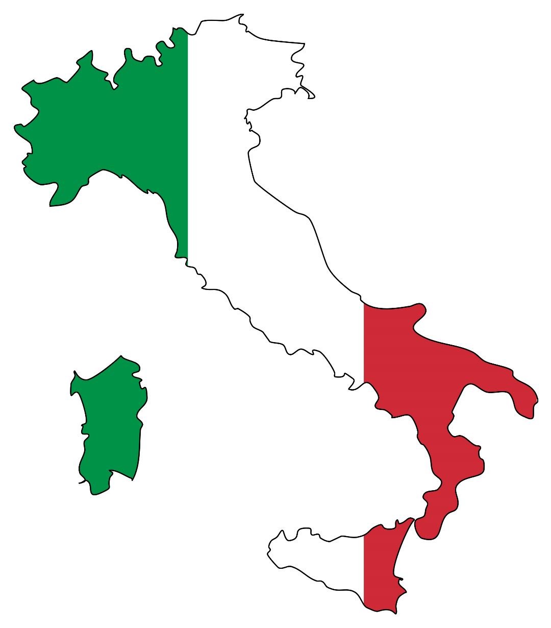 Mapa grande bandera de Italia