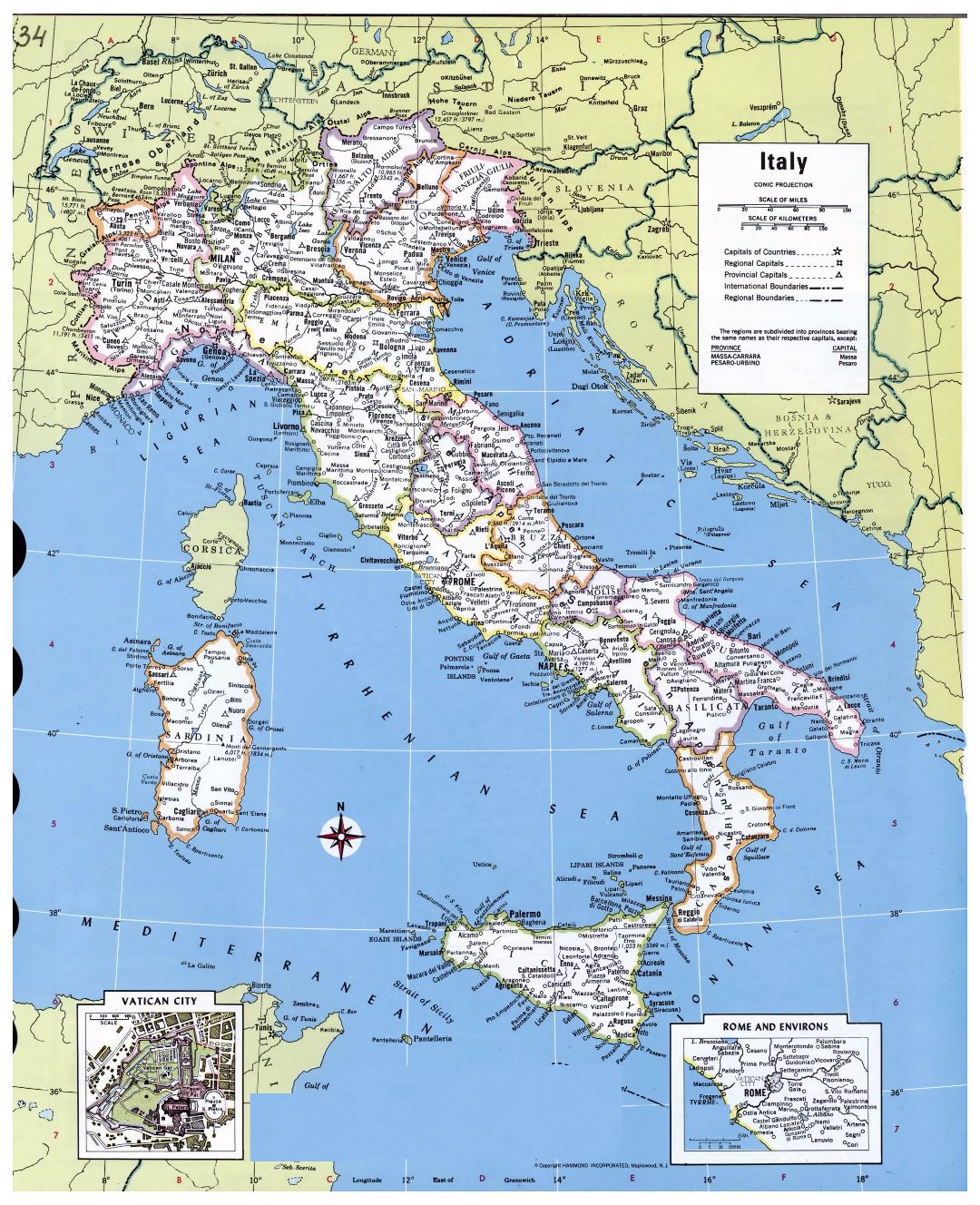 Mapa político y administrativo detallada grande de Italia, con las principales ciudades