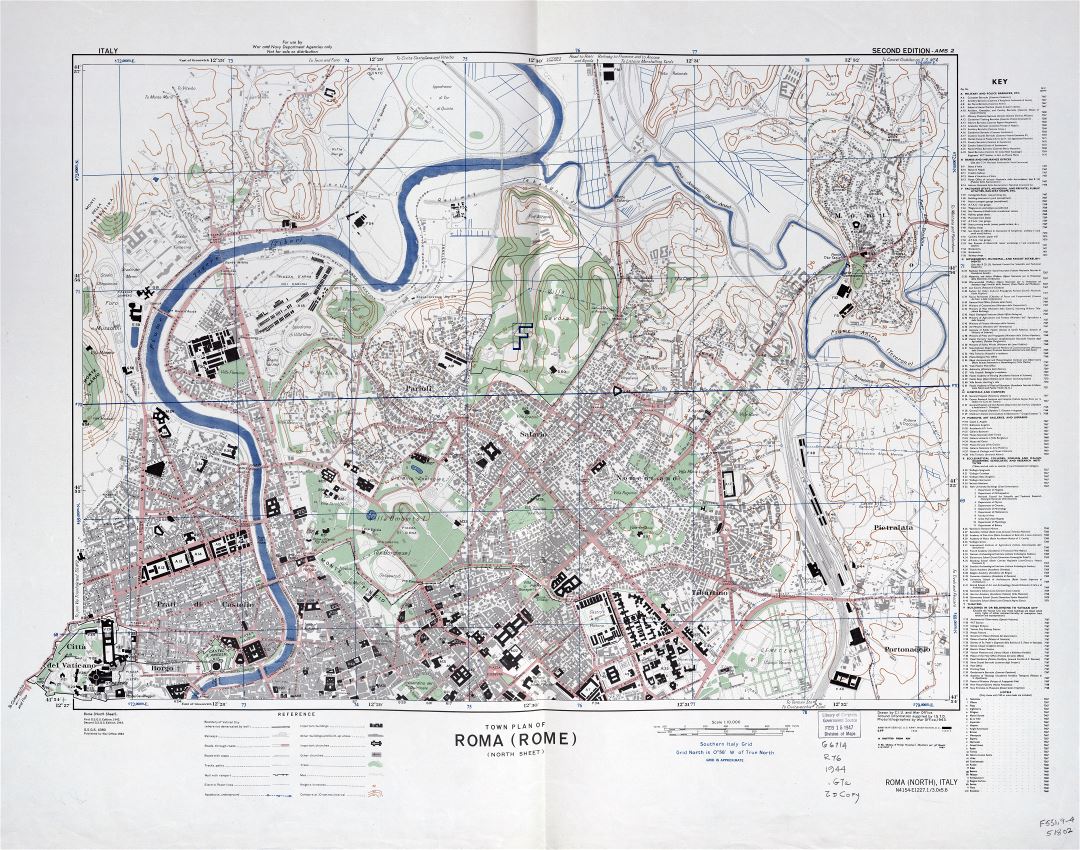 Detalle de la ciudad plano a escala grande de la ciudad de Roma (Roma) - 1943-1944 (parte - 1)
