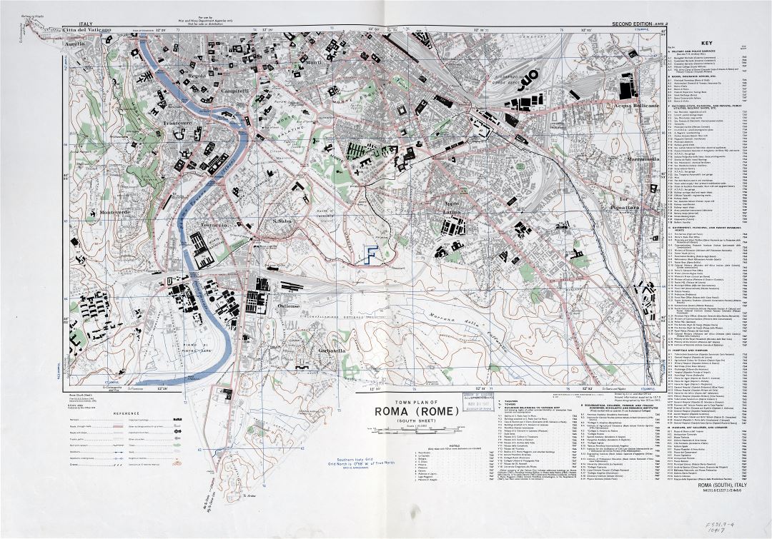 Detalle de la ciudad plano a escala grande de la ciudad de Roma (Roma) - 1943-1944 (Parte - 2)