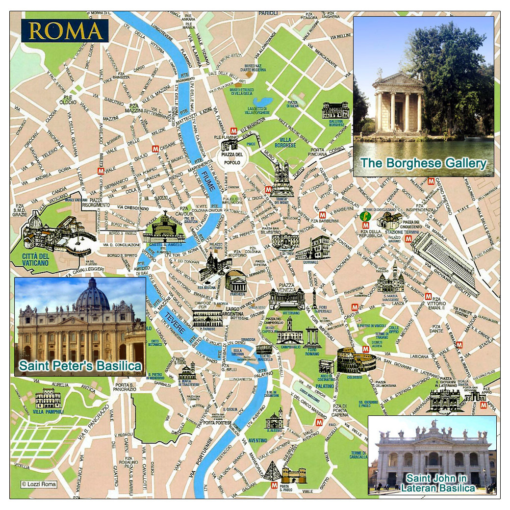 Mapa Turístico De La Ciudad De Roma Roma Italia Europa Mapas