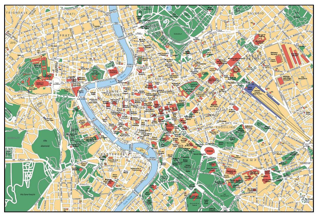 Mapa turístico detallada de la ciudad de Roma