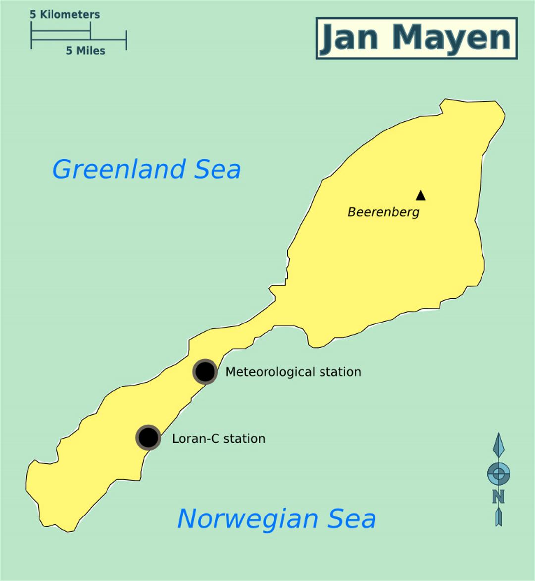 Mapa detallado de la Isla de Jan Mayen