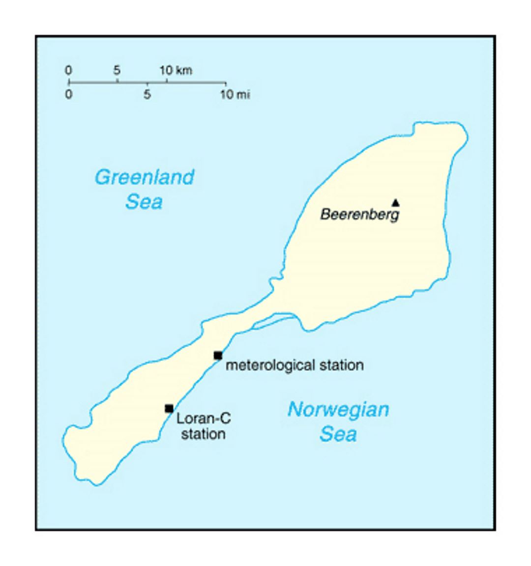 Pequeño mapa de la Isla de Jan Mayen