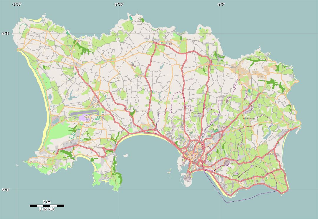 Grande hoja de ruta de la Isla de Jersey