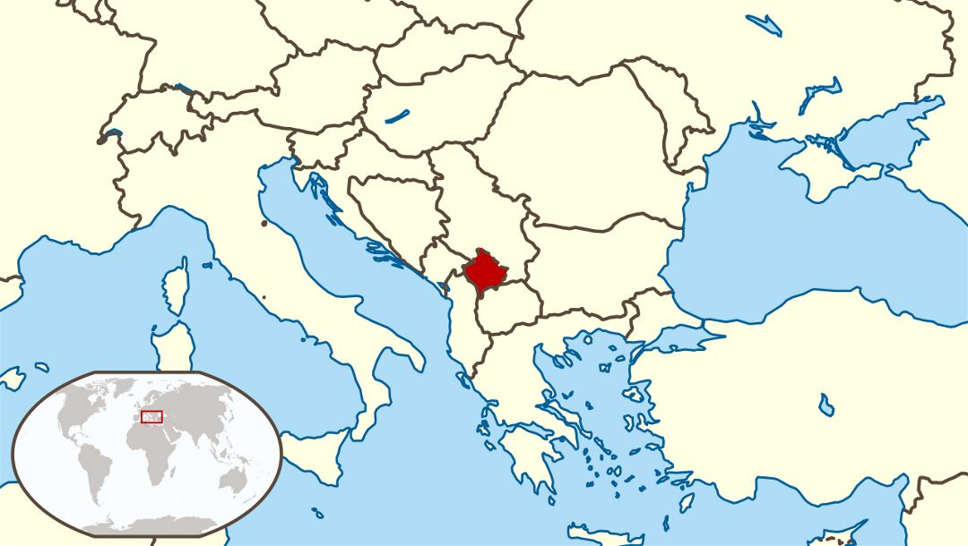 Grande localización mapa de Kosovo en el Mundo