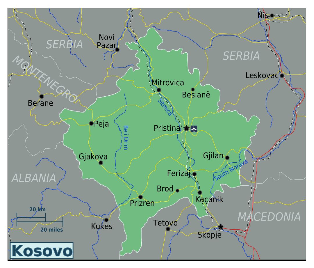 Grande mapa de Kosovo