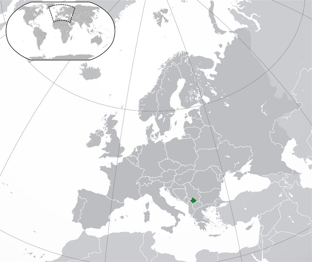 Grande mapa de localización de Kosovo
