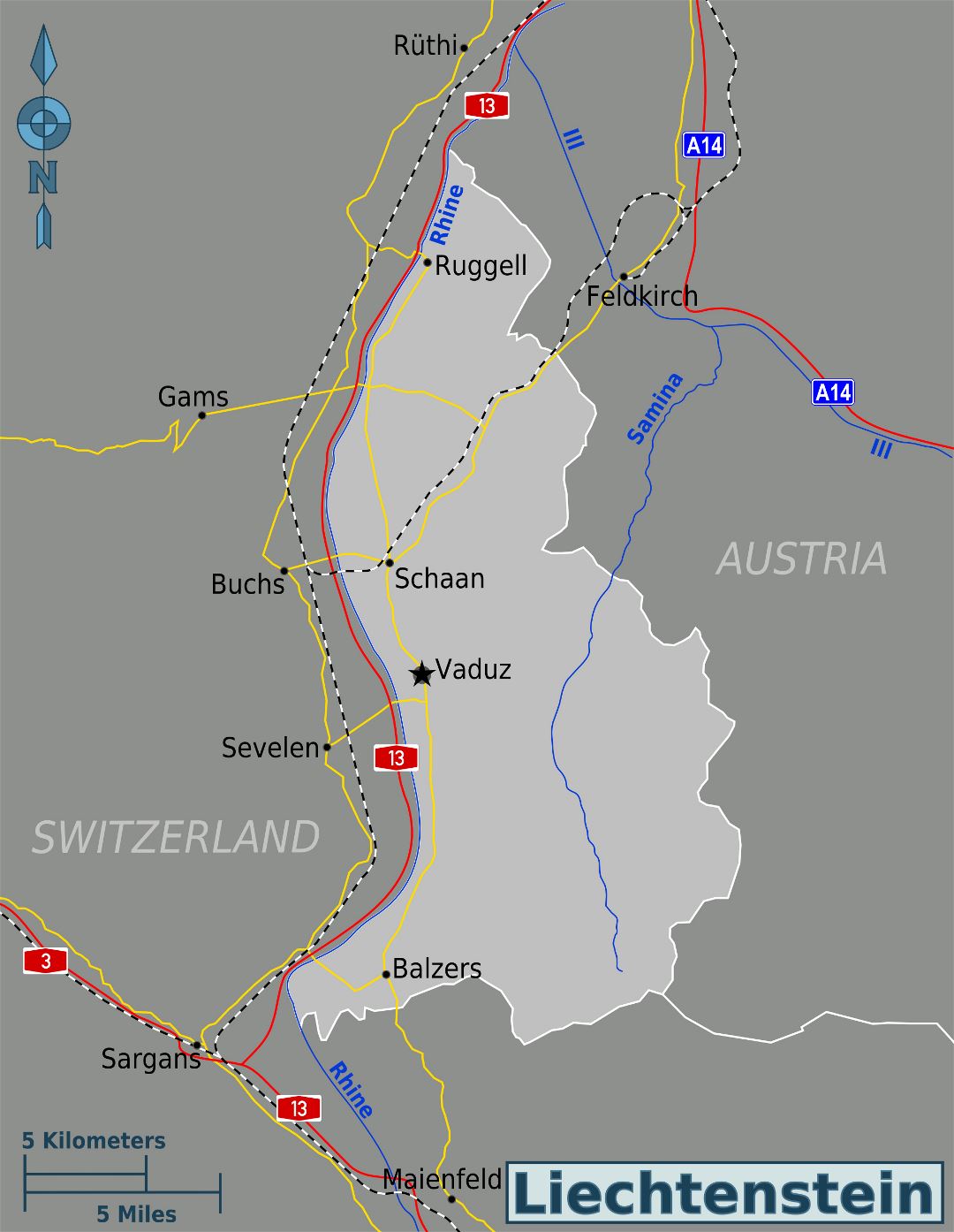 Grande mapa de Liechtenstein