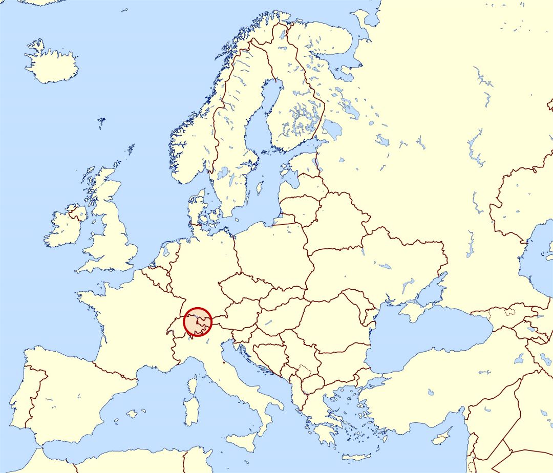 Grande mapa de ubicación de Liechtenstein en Europa