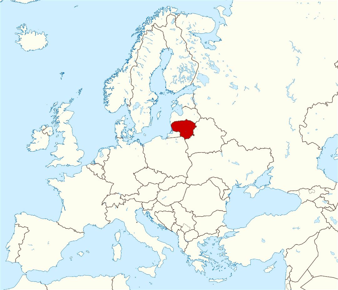 Grande mapa de ubicación de Lituania