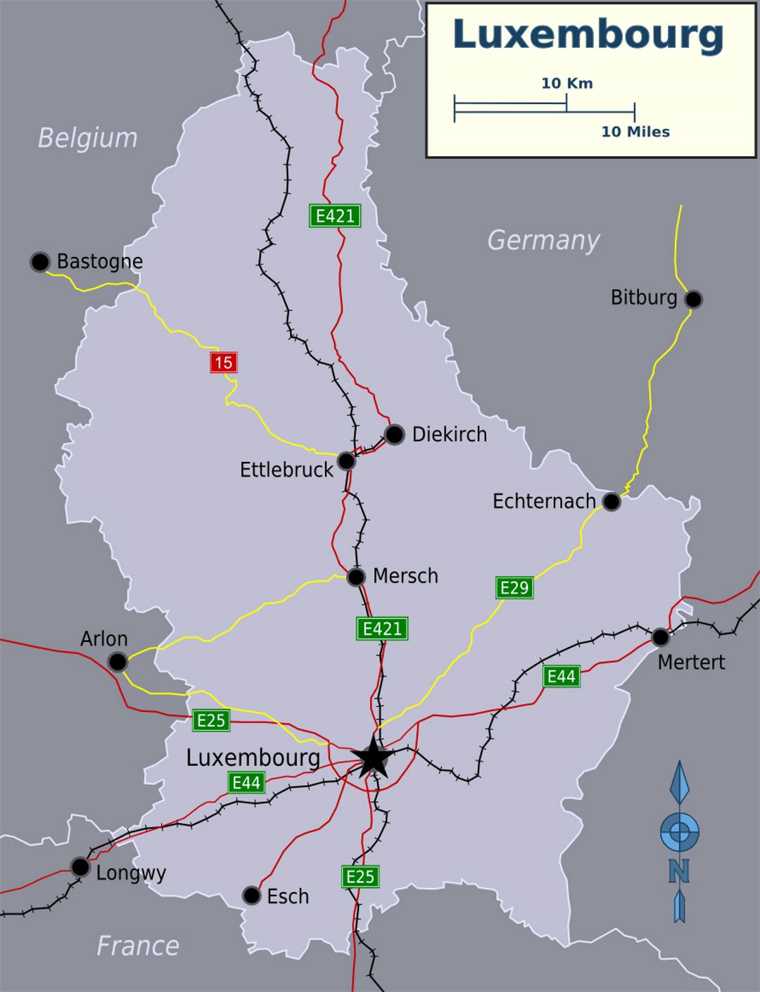 Detallado mapa de Luxemburgo