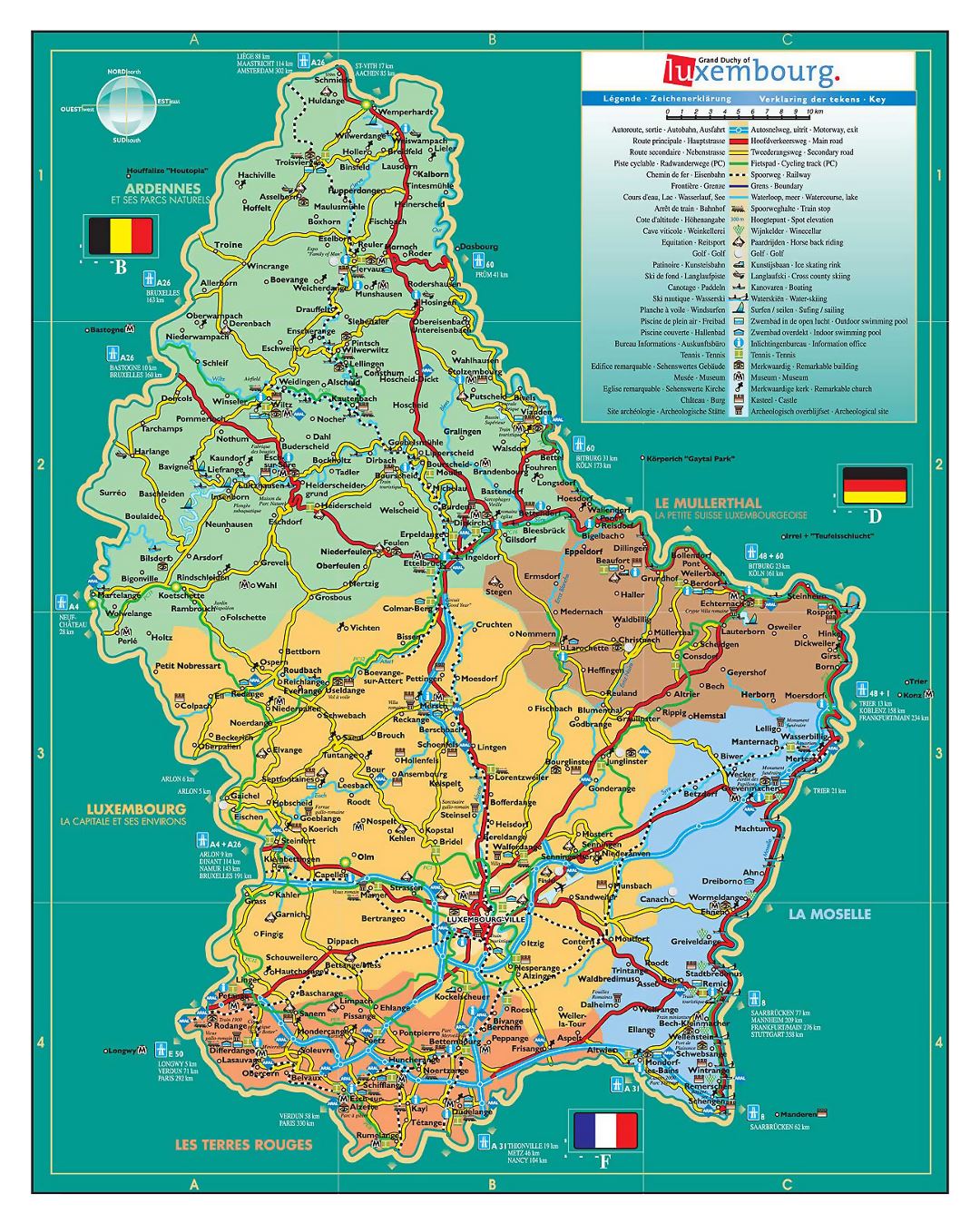 Detallado mapa de viajes de Luxemburgo