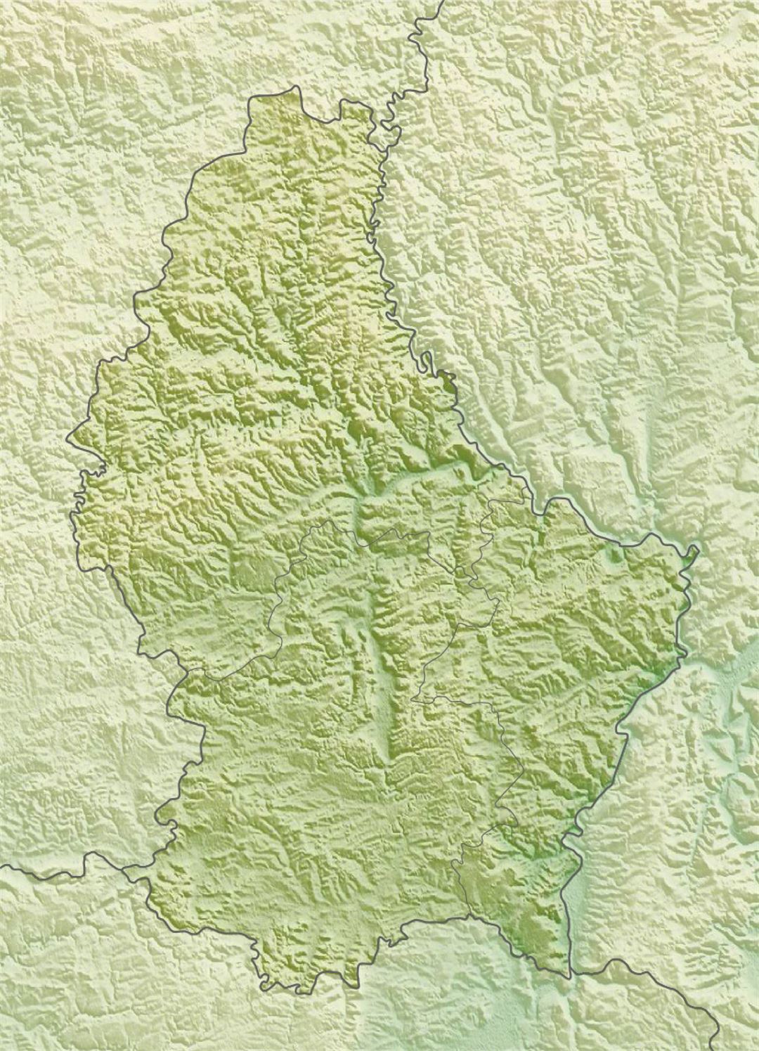 Detallado mapa relieve de Luxemburgo