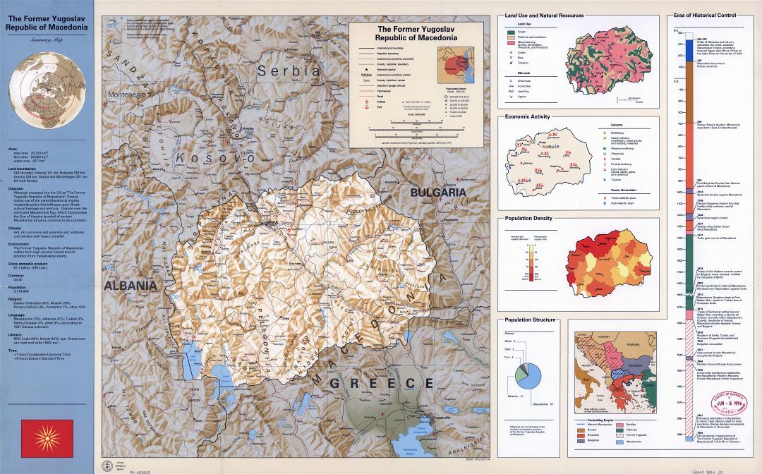 A gran escala mapa perfil de país de Macedonia - 1994