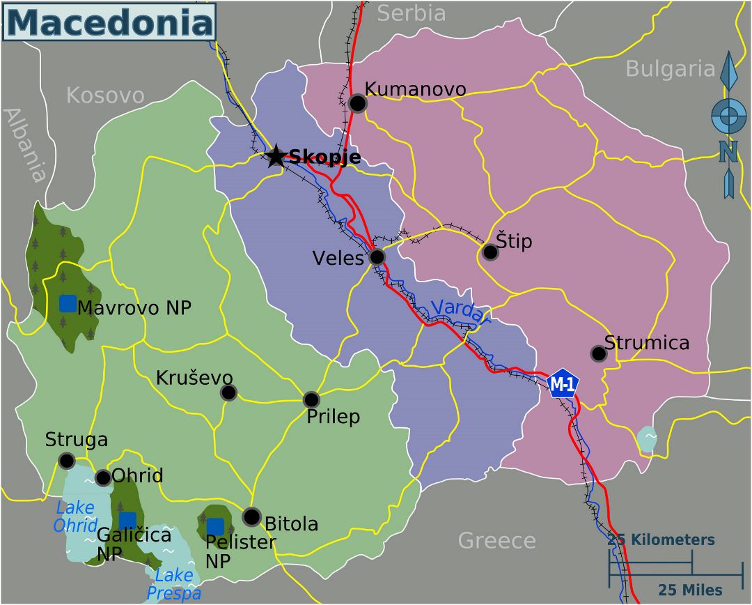 Grande detallado regiones mapa de Macedonia