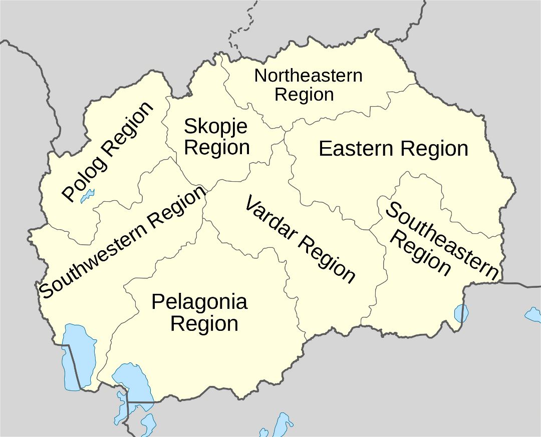 Grande mapa de regiones de Macedonia