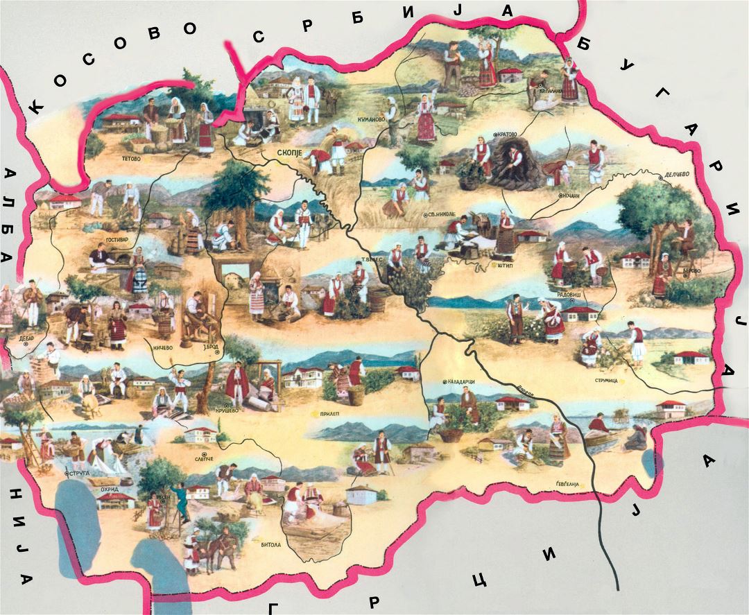 Grande mapa turística de Macedonia