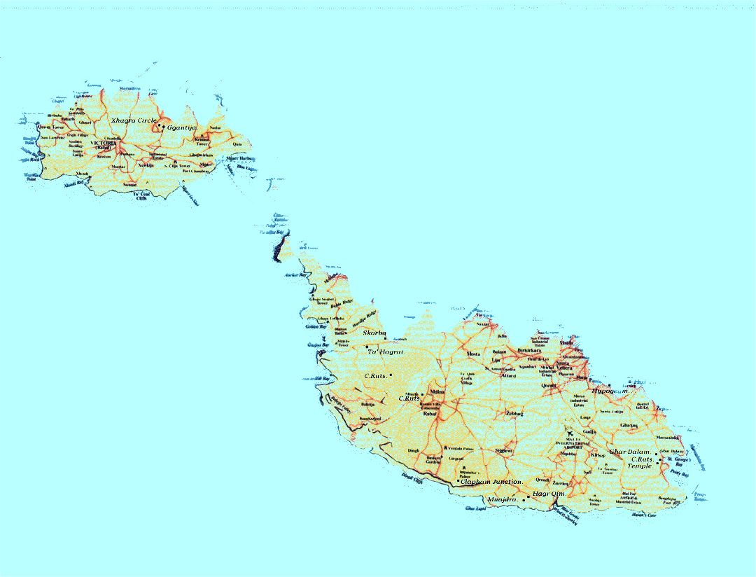 Grande mapa de Malta y Gozo