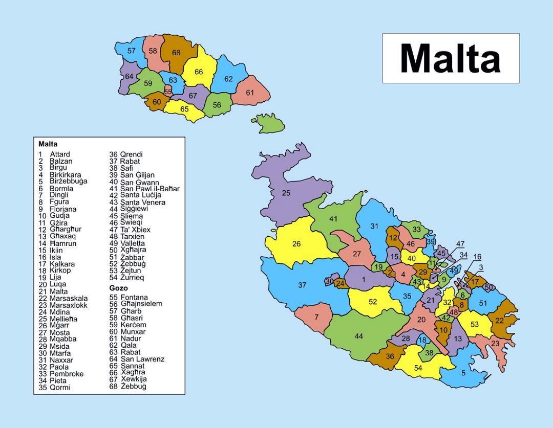 Mapa administrativo de Malta