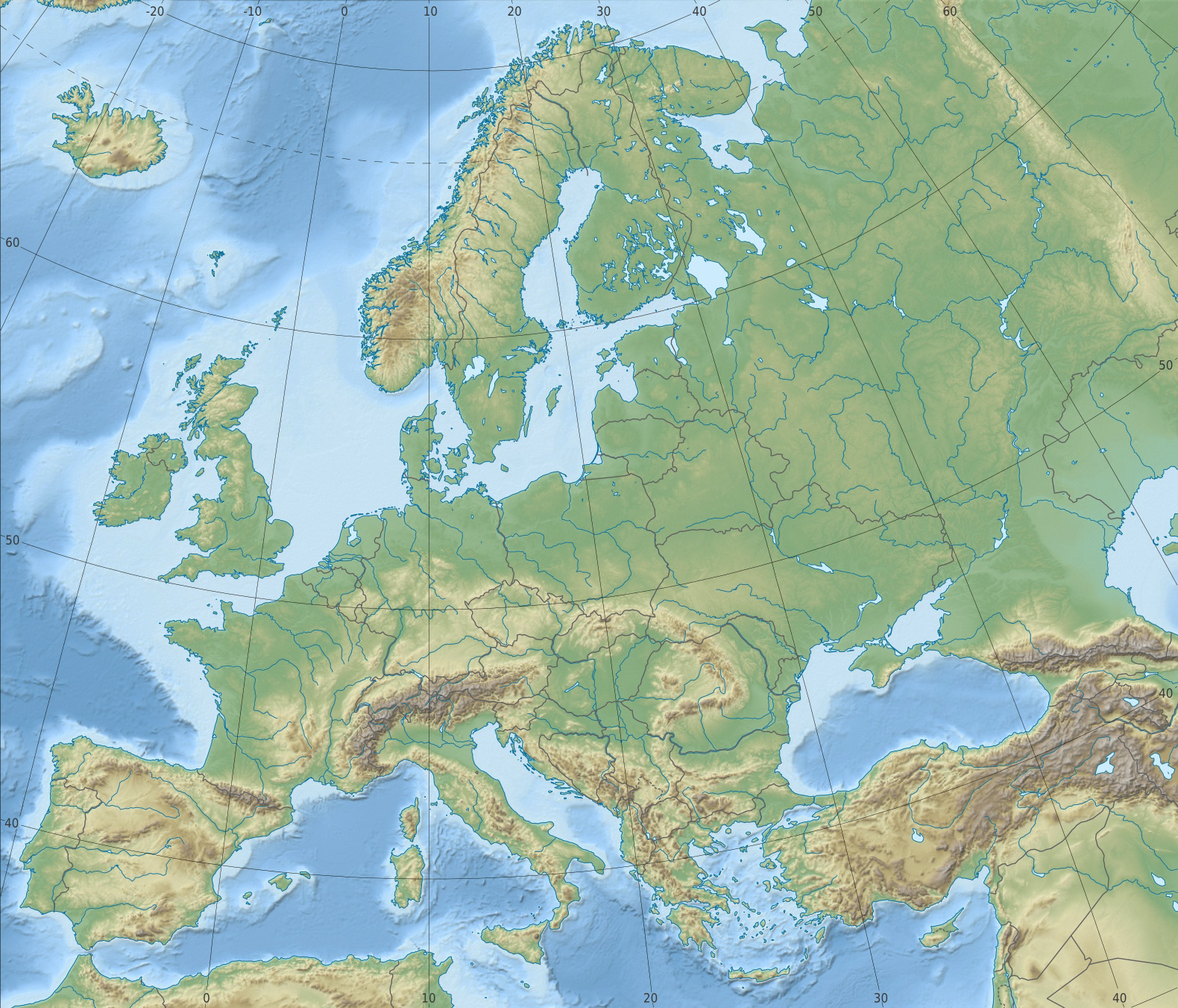 Mapa En Relieve Detallado De Europa Europa Mapas Del Mundo