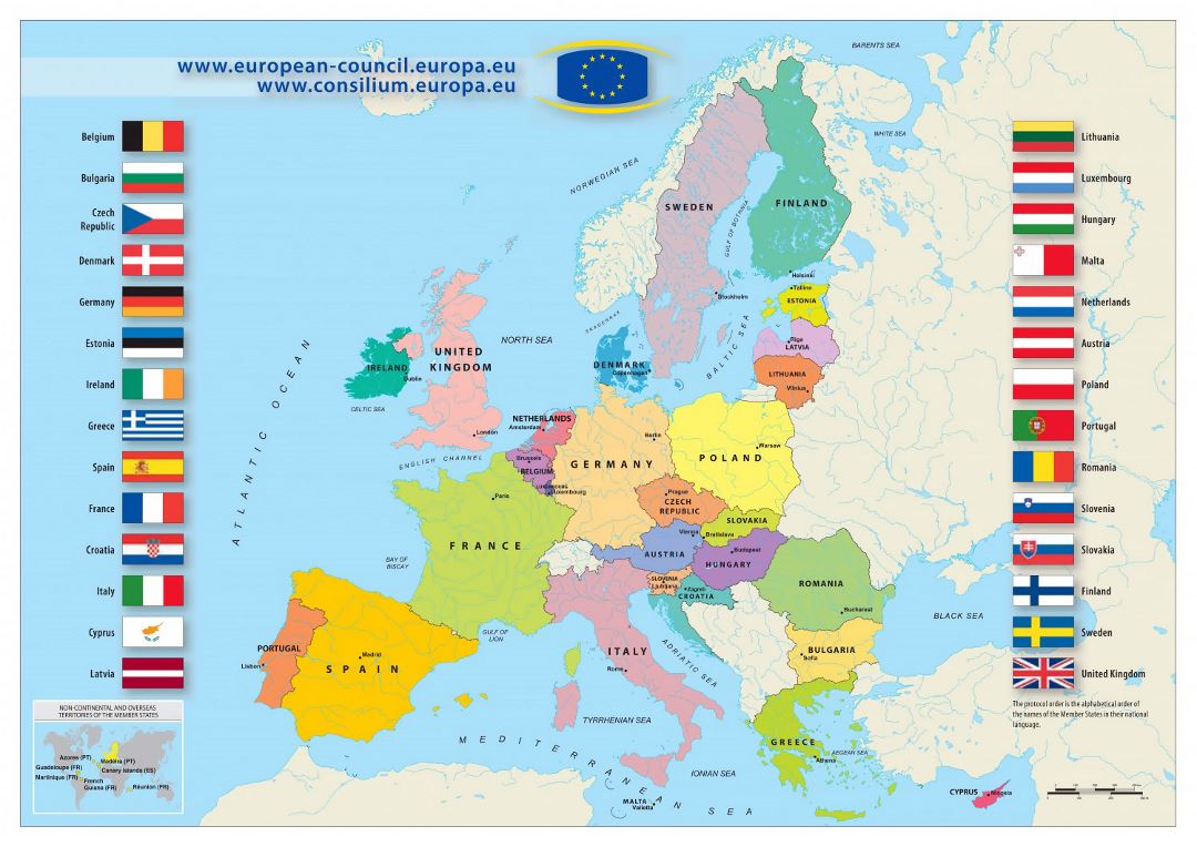 Mapa grande de la Unión Europea - 2013
