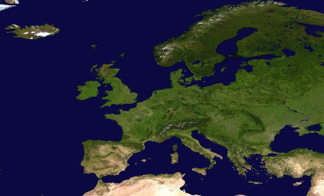 Mapa grande satélite detallado de Europa