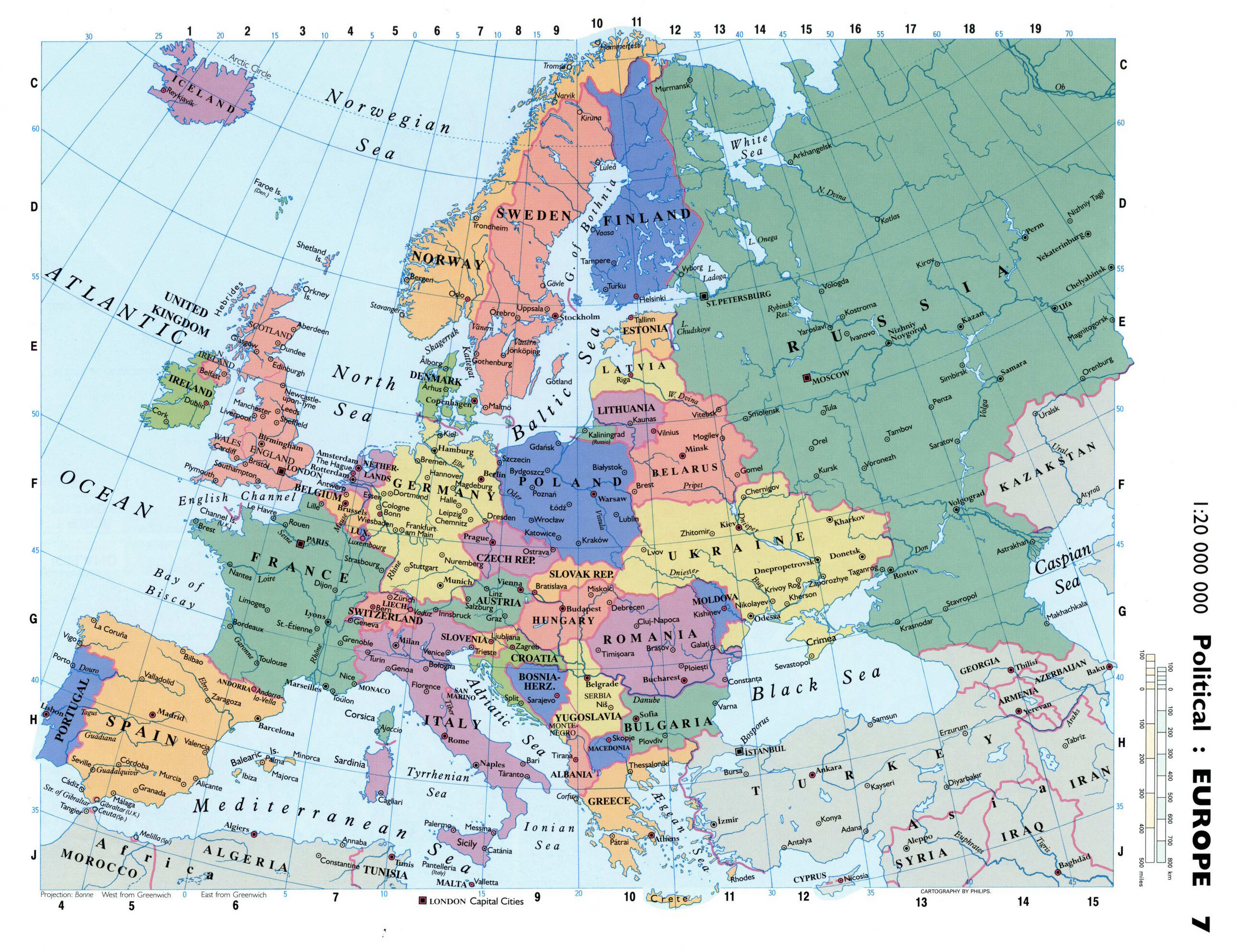 Mapa Político Detallado De Europa Con Las Capitales Y Principales