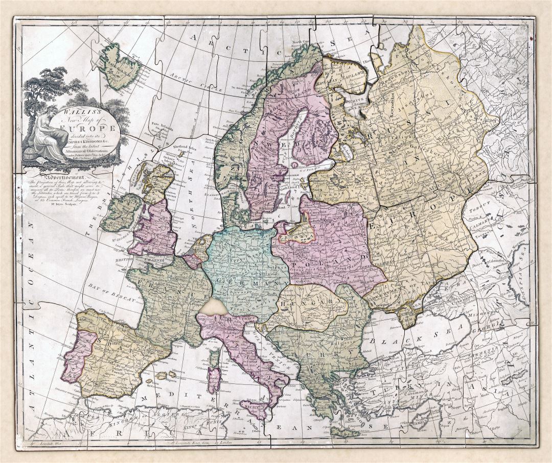 Grande antiguo mapa político detallado de Europa - 1814