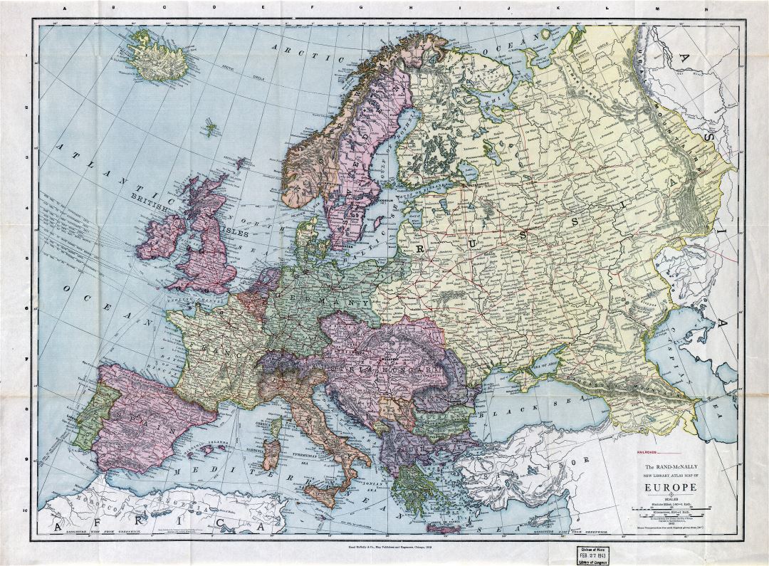 Grande antiguo mapa político detallado de Europa - 1912