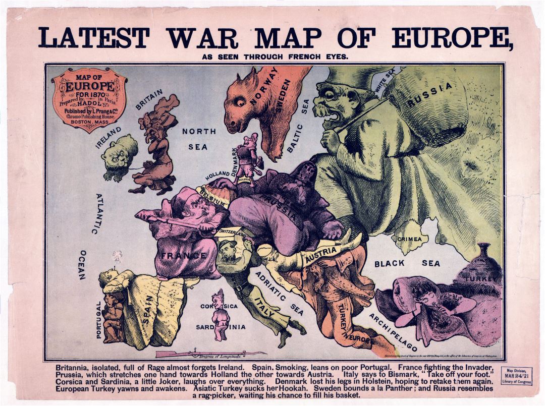 Grande detallada de mapas actualizados guerra de Europa - 1835-1875