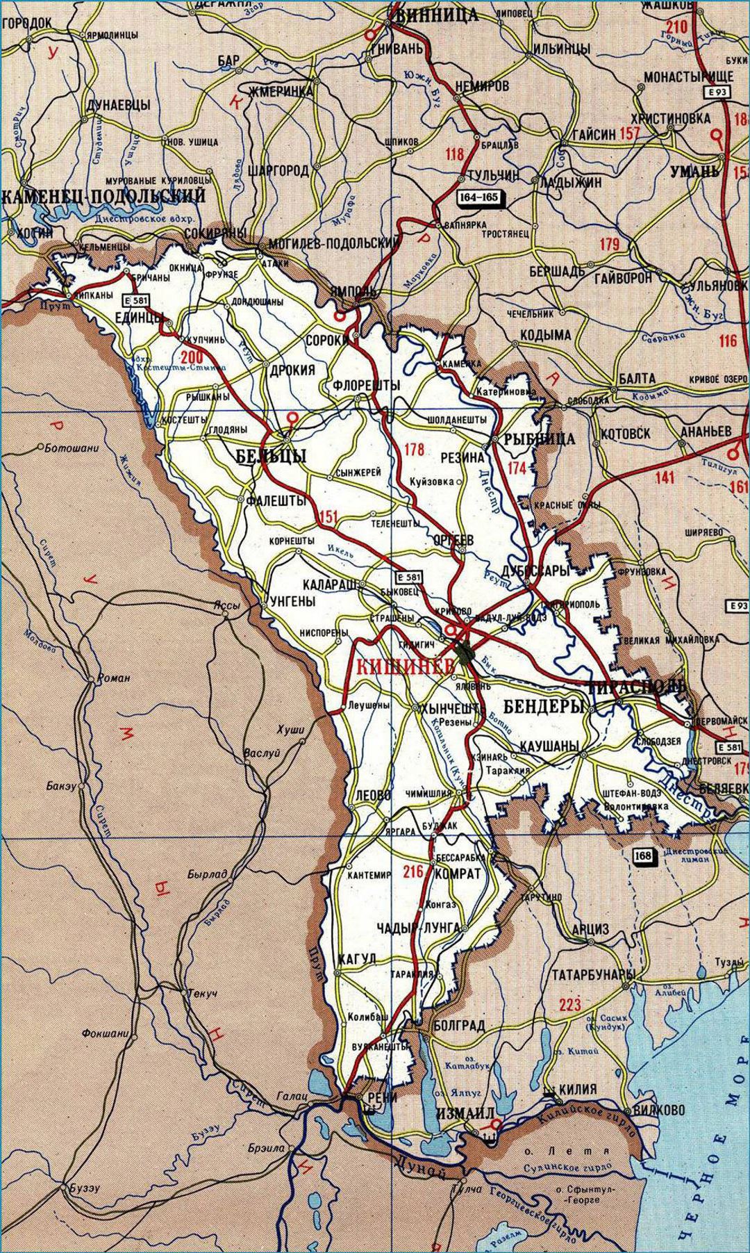Detallado hoja de ruta de Moldova en ruso