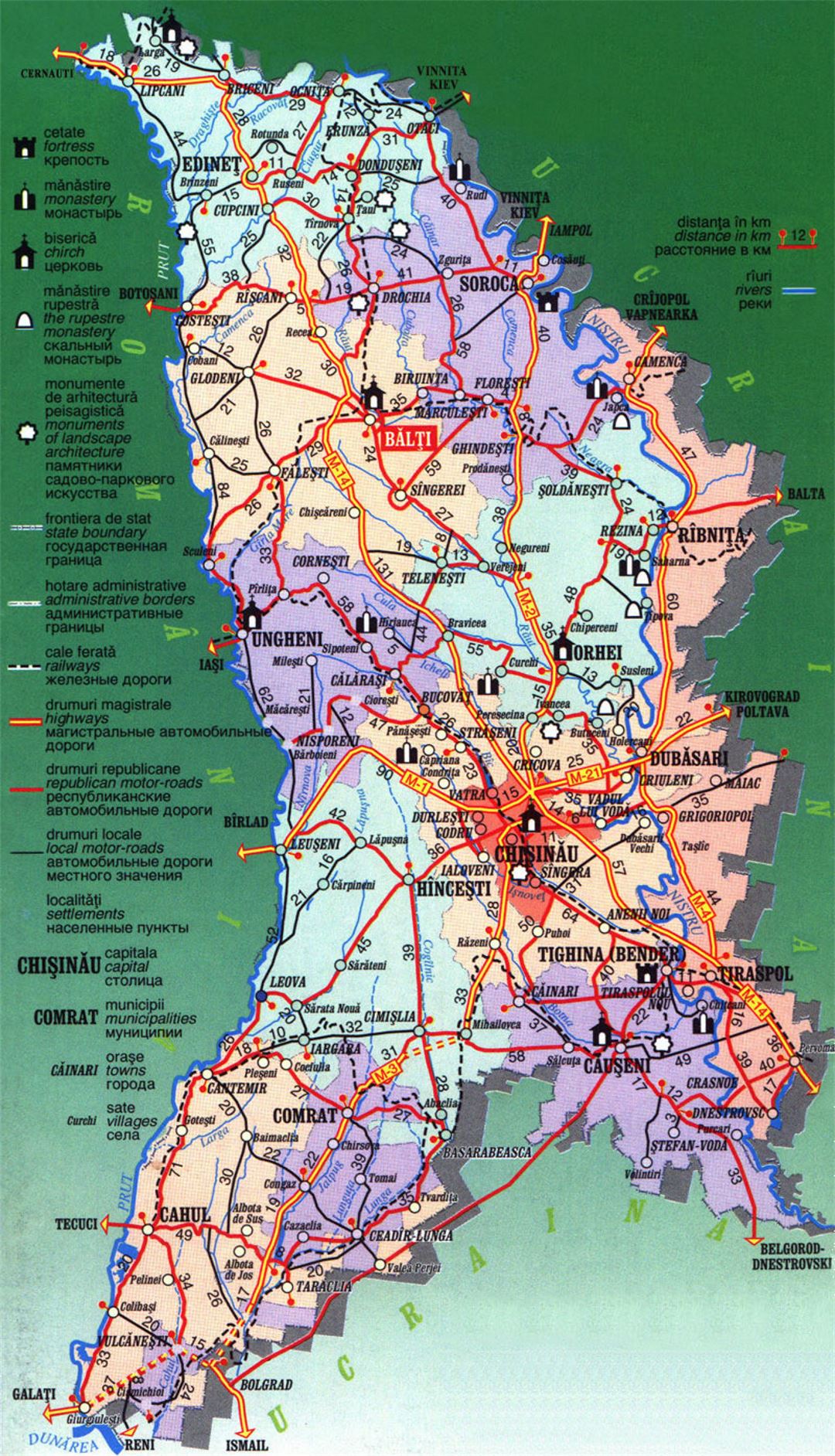 Detallado mapa turístico de Moldova