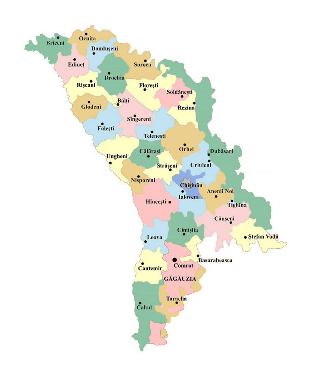 Mapa administrativo de Moldova