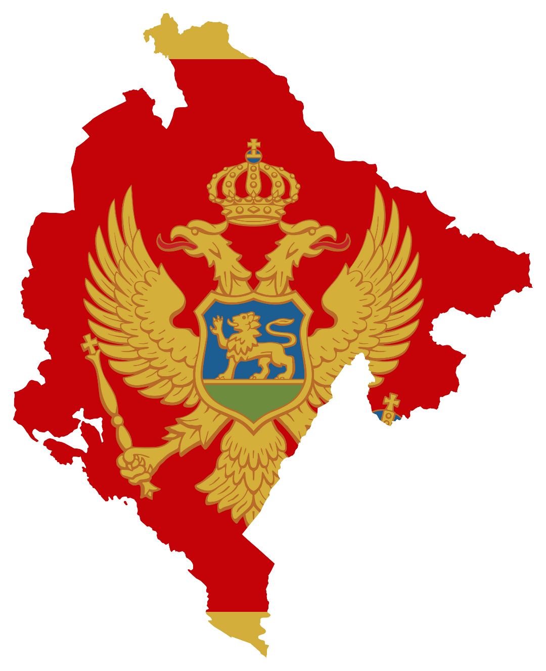 Grande mapa de la bandera de Montenegro