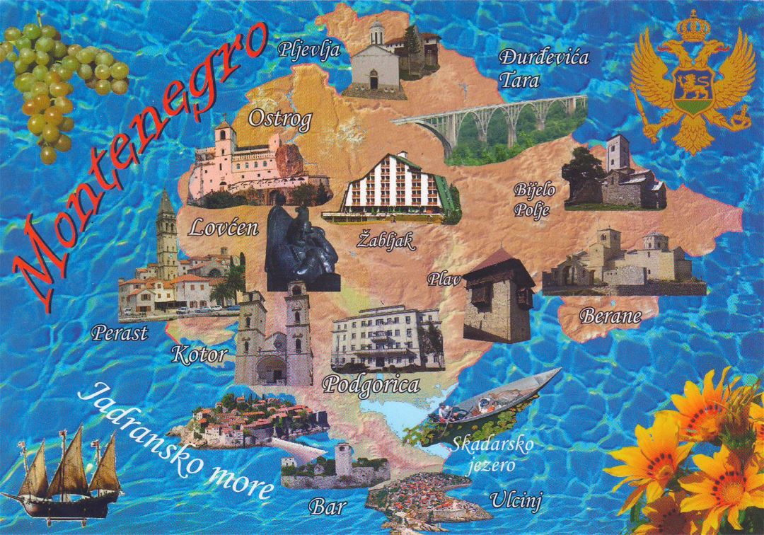 Grande mapa de viaje de Montenegro