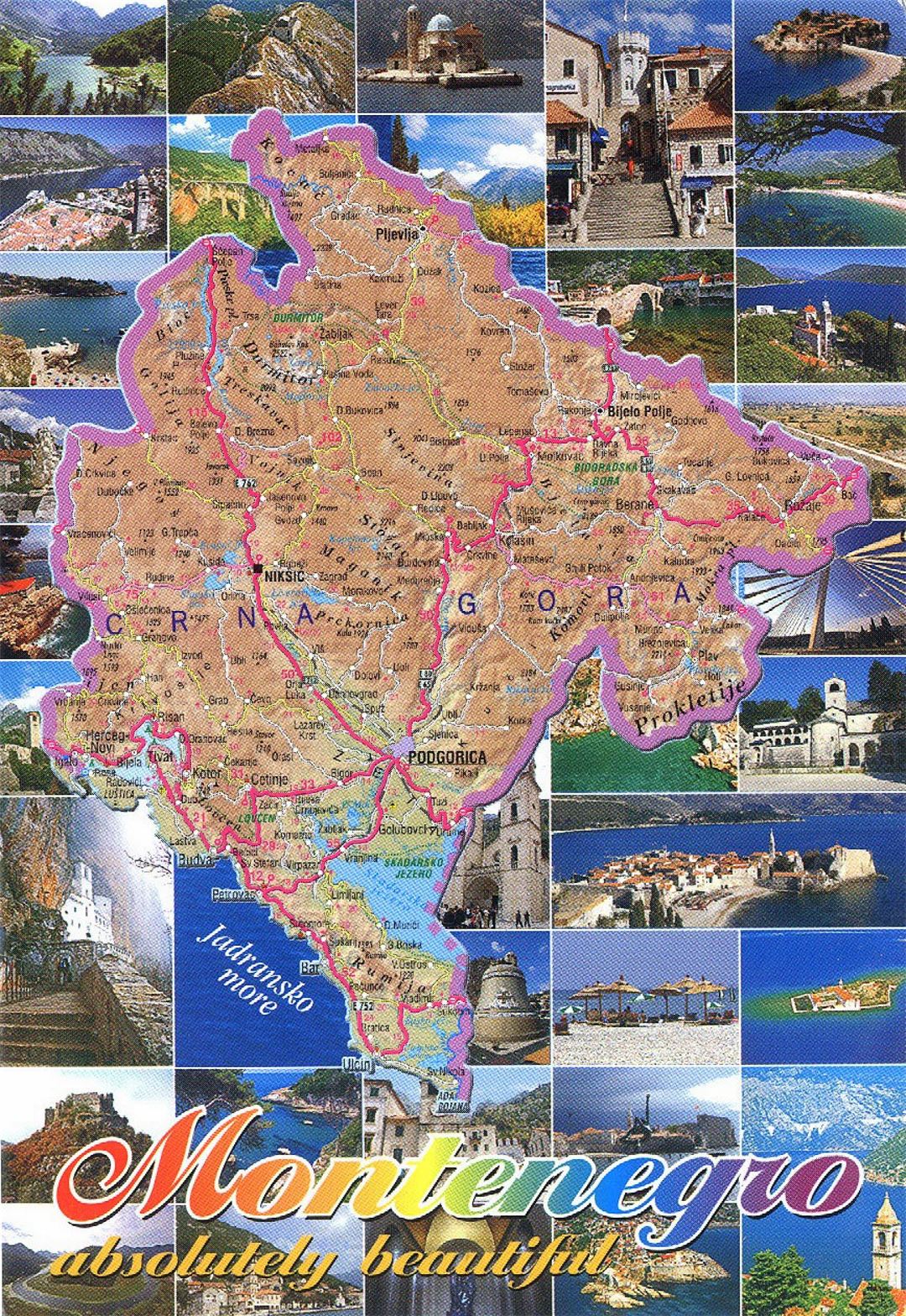 Mapa de viaje de Montenegro
