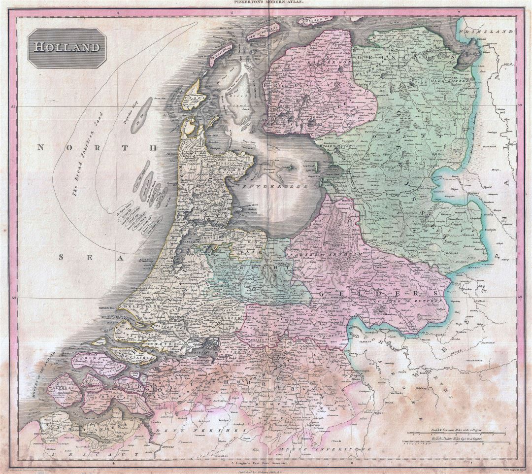 A gran escala mapa político y administrativo antigua de Holanda - 1818