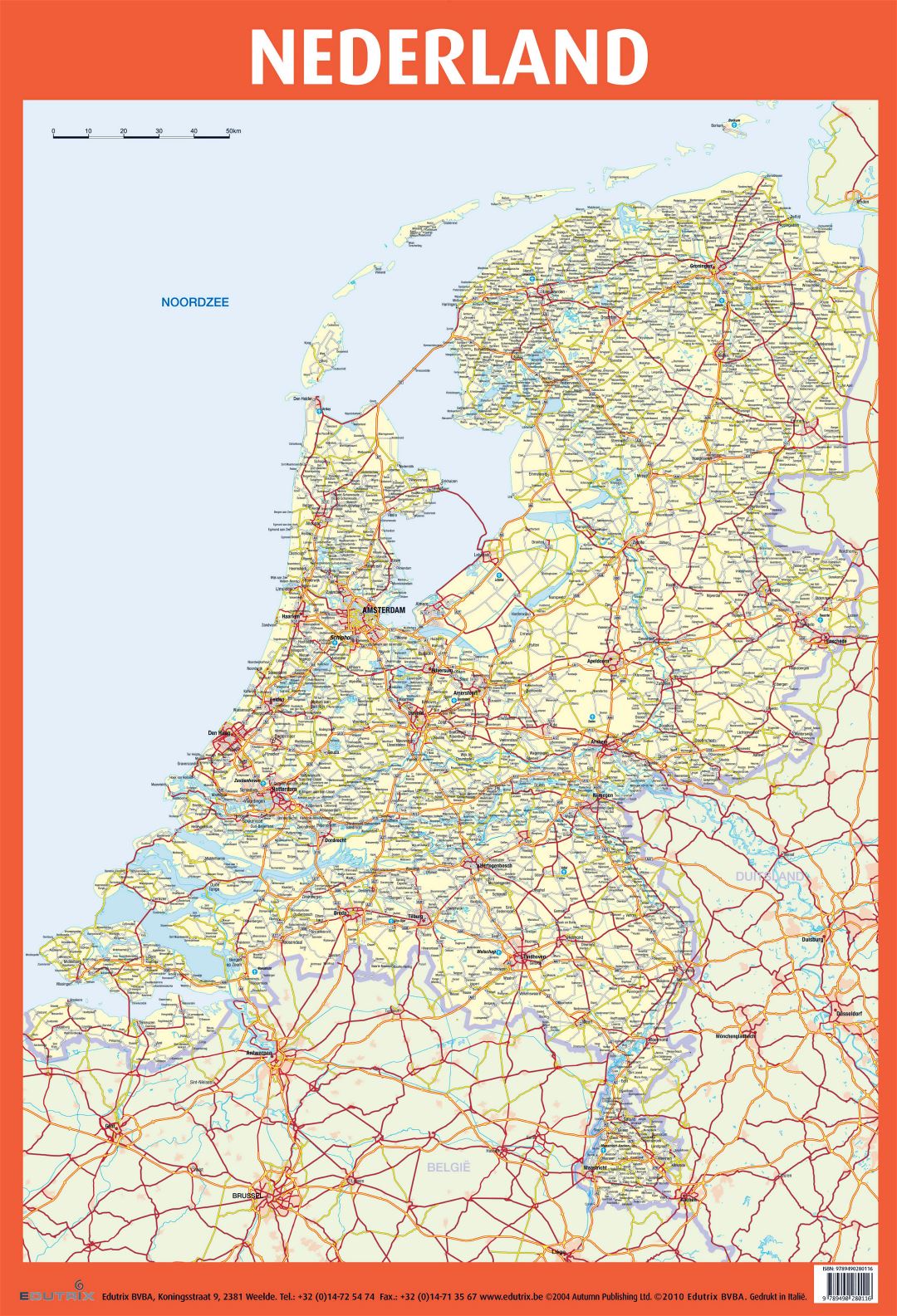 Grande detallado hoja de ruta de los Países Bajos