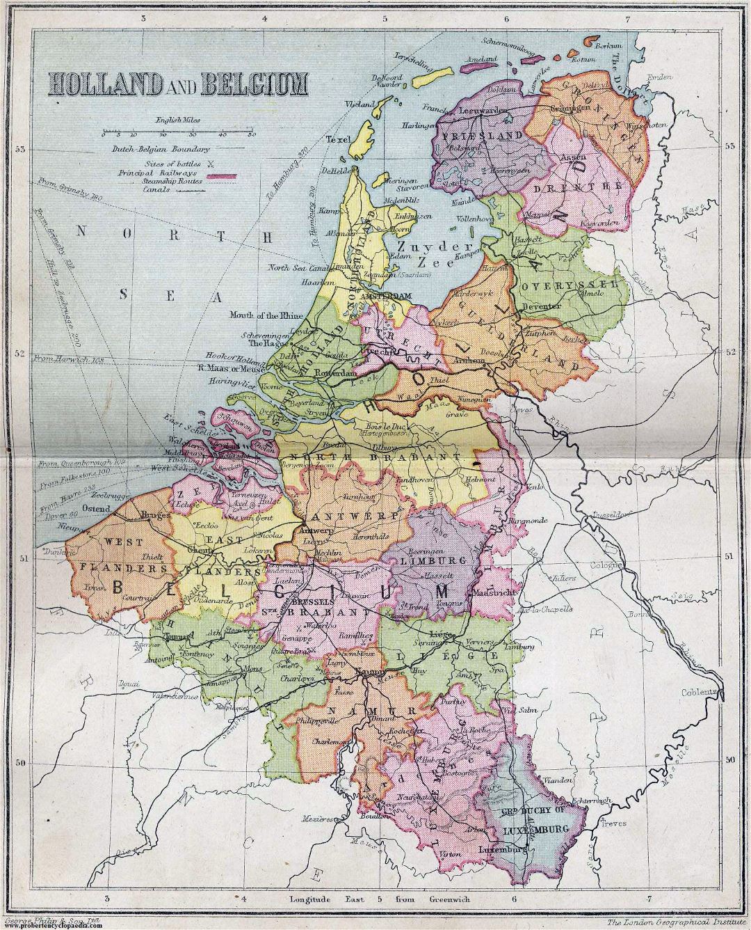 Grande detallado mapa político y administrativo antiguo de Holanda y Bélgica - 1911